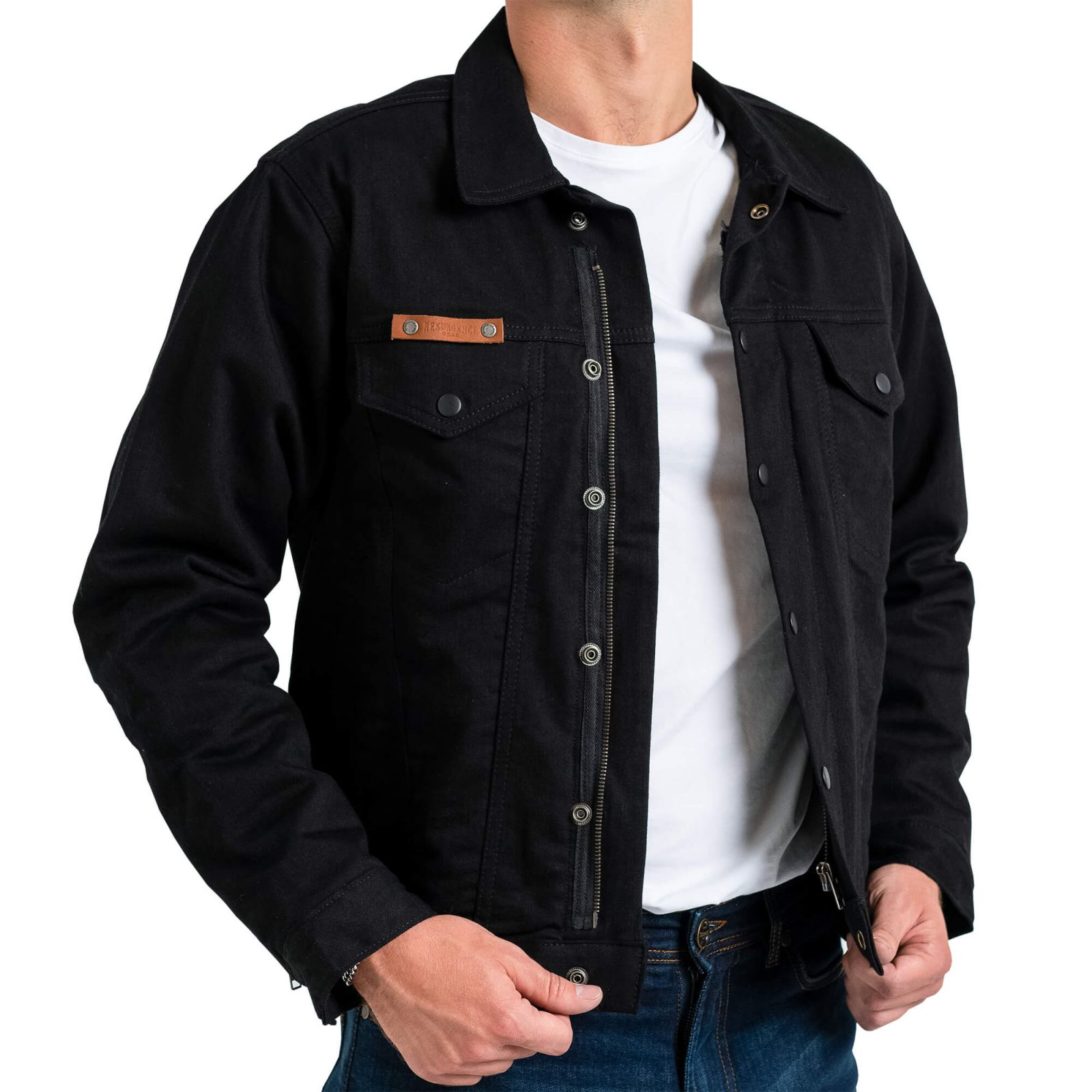 Mens black denim motorcycle jacket hotsell