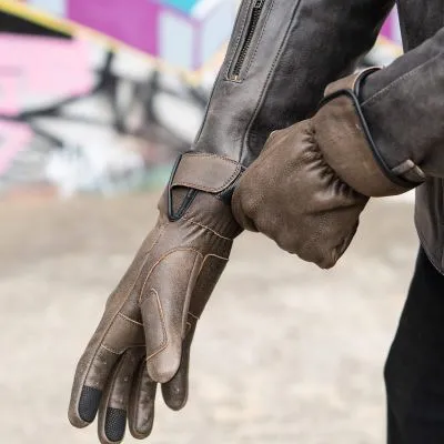 Black Pup Moto The Original Vintage Brown Classic Gauntlet Motorcycle Gloves