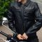 Merlin Kingsbury D3O Black AAA Leather Motorcycle Jacket With Collar