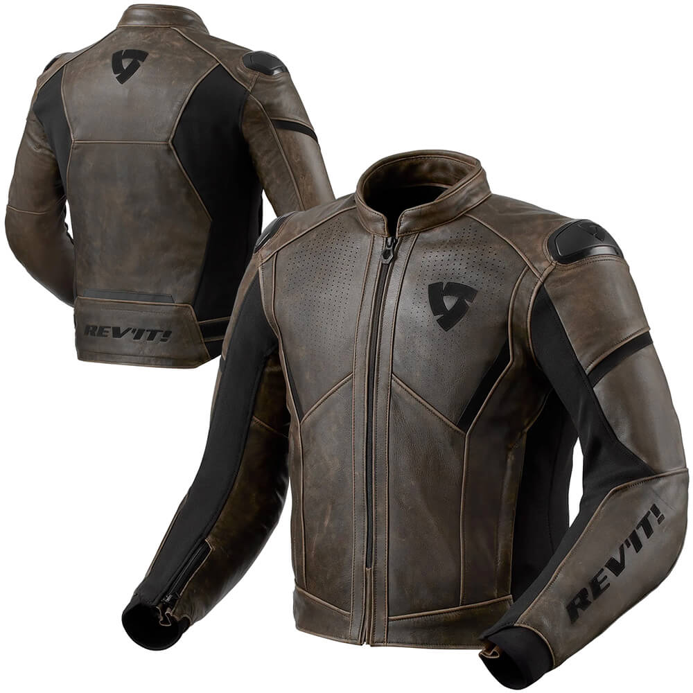 REVIT Parallax Vintage Brown Leather Motorcycle Jacket