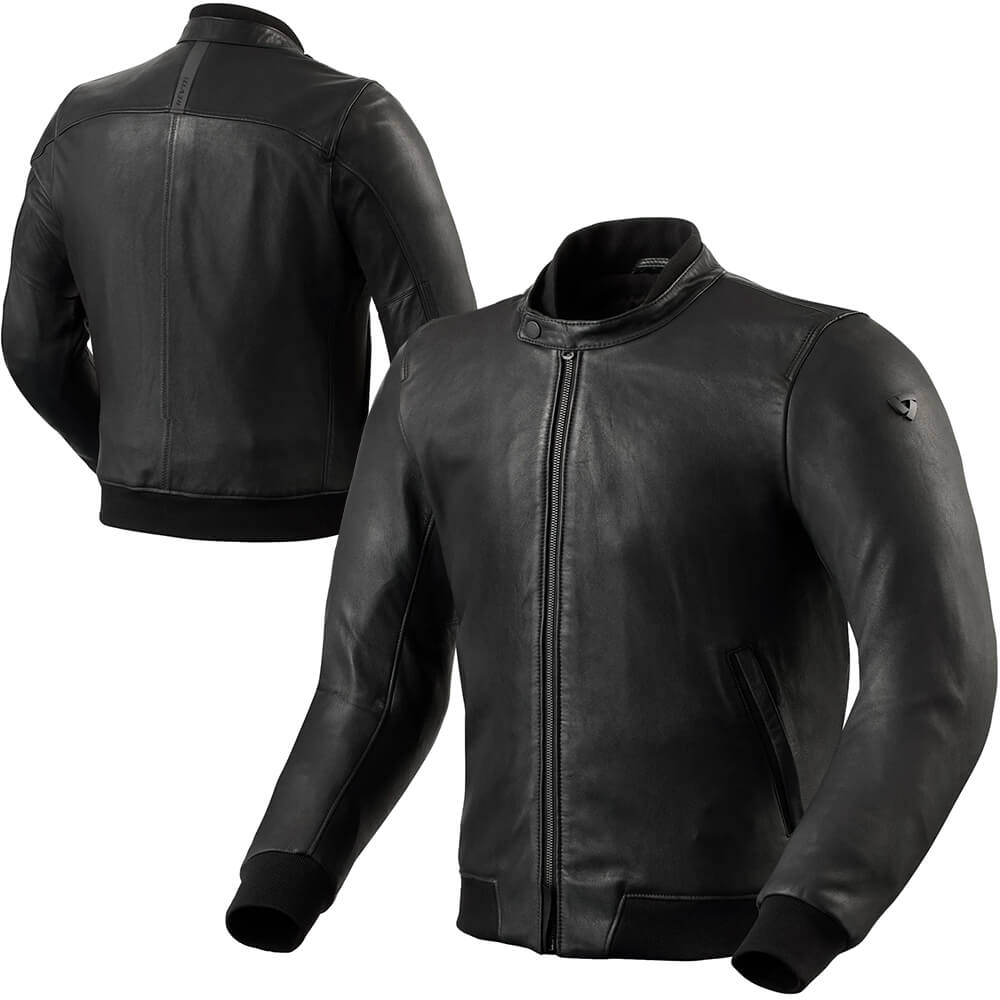 REVIT Travon Black Leather Bomber Motorcycle Jacket